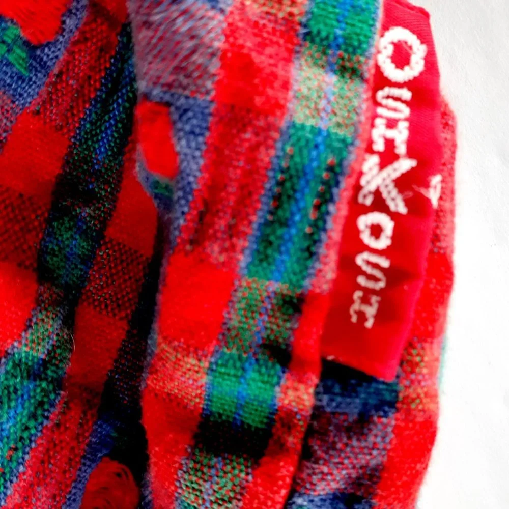 Vintage Oshkosh Girls Dress Jumper Apples Red Plaid Size 2T